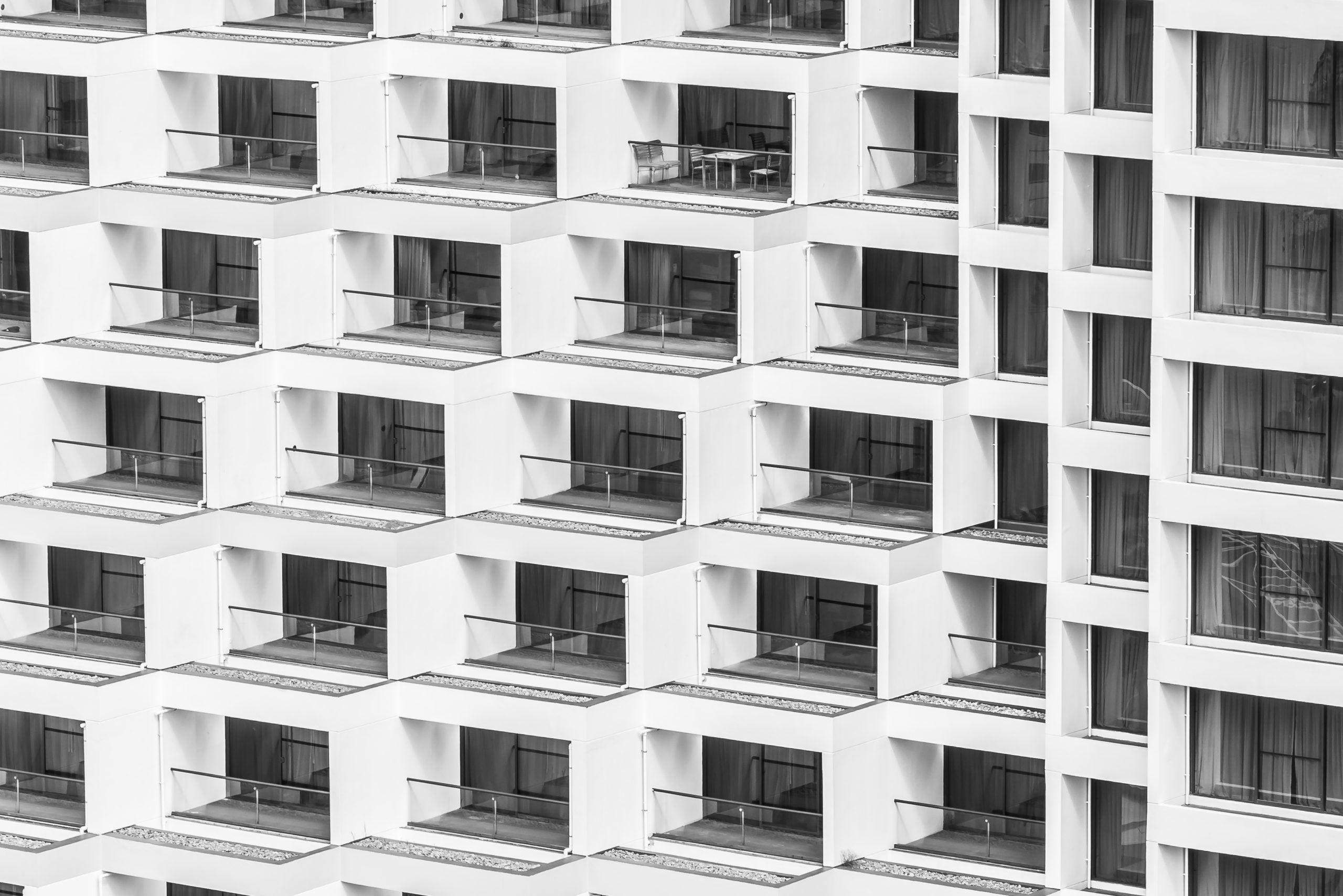Windows building textures background - black and white processing style